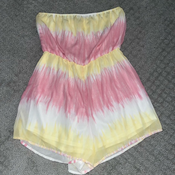 Pink Lily Tie Dye Strapless Romper - Picture 1 of 3